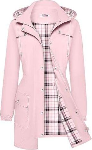 BBX Lephsnt Rain Jacket for Women Waterproof Lightweight Windbreaker Women's Raincoat with Hood Packable Coats